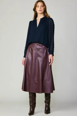 Discount Vegan Leather Midi Skirt Women Skirts