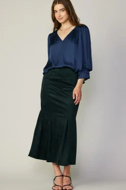 Fashion Vegan Suede Fishtail Skirt Women Skirts