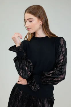 Best Velvet Foil Sweater Top Women Knitwear | Long Sleeve Tops