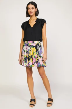 Discount Vintage Floral Godet Skirt Women Skirts