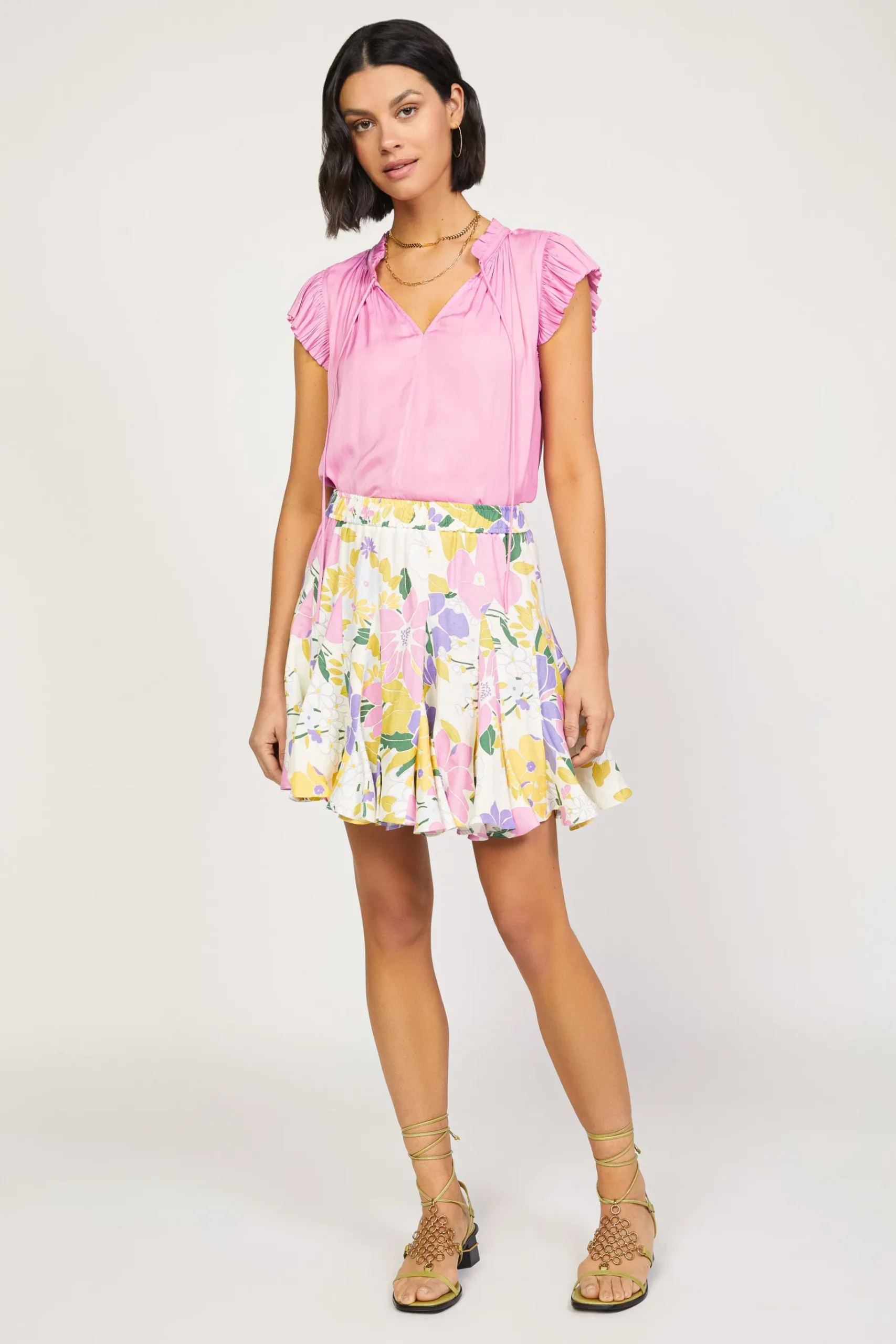 New Vintage Floral Godet Skirt Women Skirts