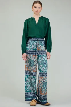 Outlet Wide Leg Bordered Pants Women Pants