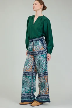 Outlet Wide Leg Bordered Pants Women Pants