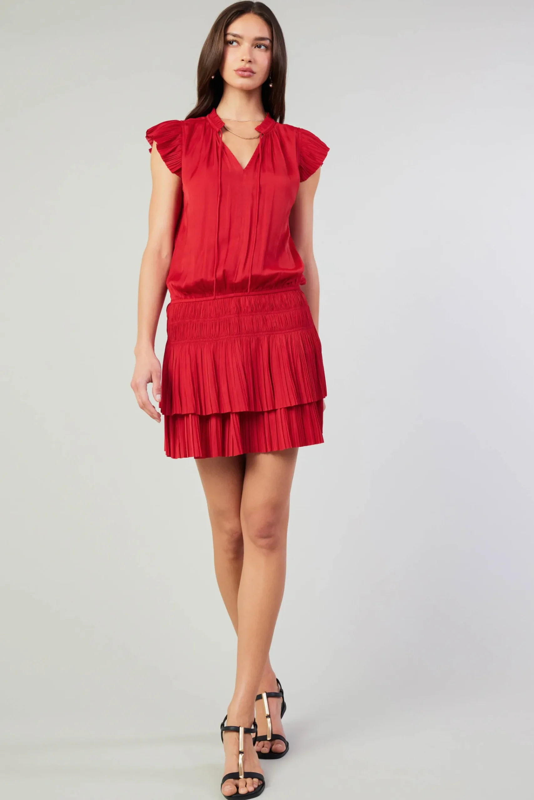 Fashion Zoey Pleated Mini Dress Women Mini Dresses